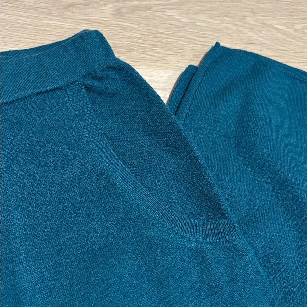 WYNNE LAYERS (1X) Sweater Knit Wide-Leg Pants Pockets Pull-On Soft Dark Teal NEW - Picture 10 of 12